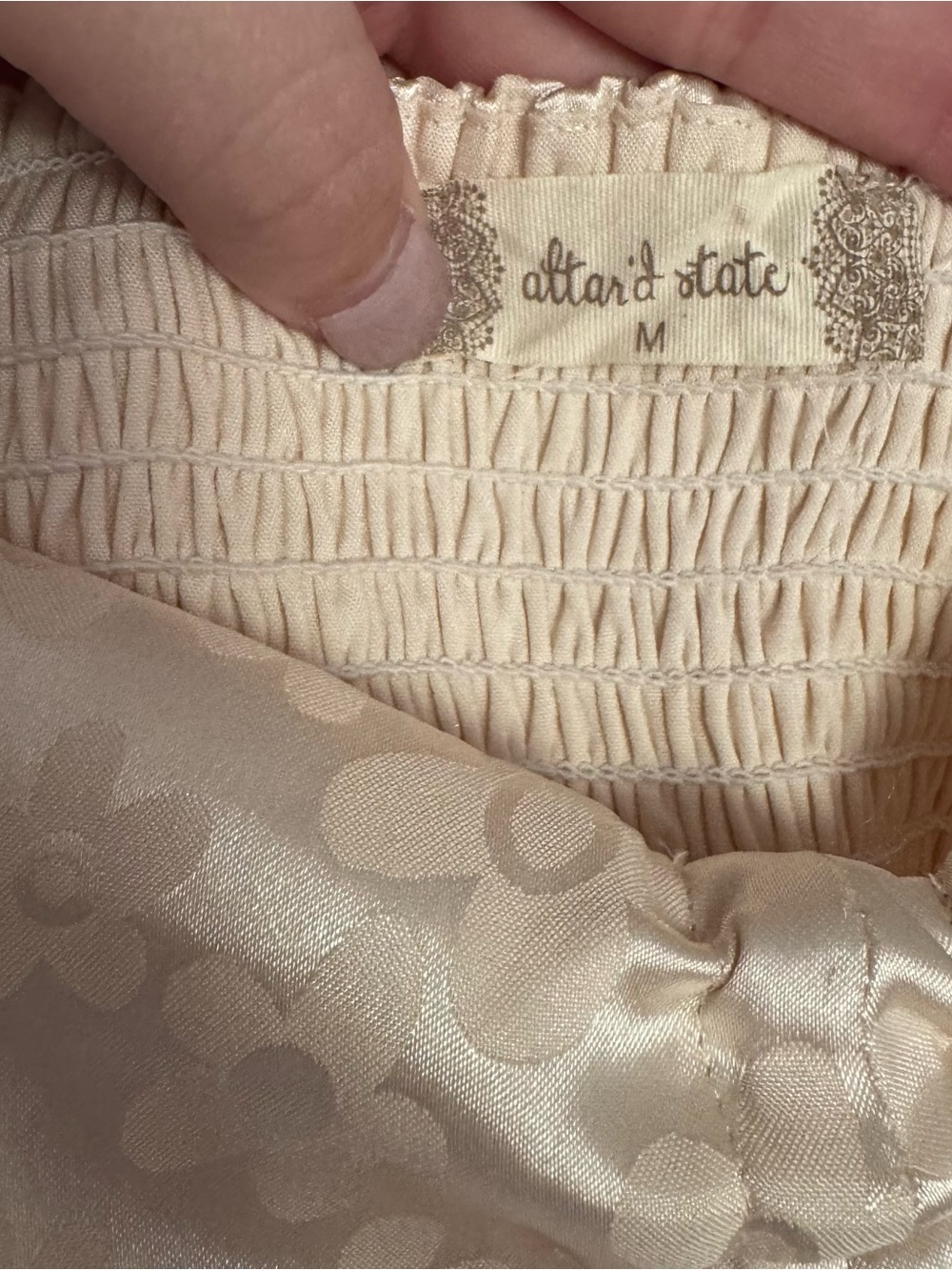 Altar'd State Cream Floral Jacquard Midi Dress with Puff Sleeves Size M - Picture 4 of 4
